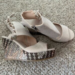 Women's Beige Wedge Sandals